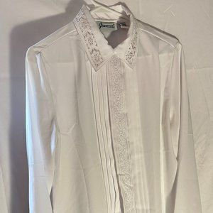 Joanna - Blouse with Lace - White - Small